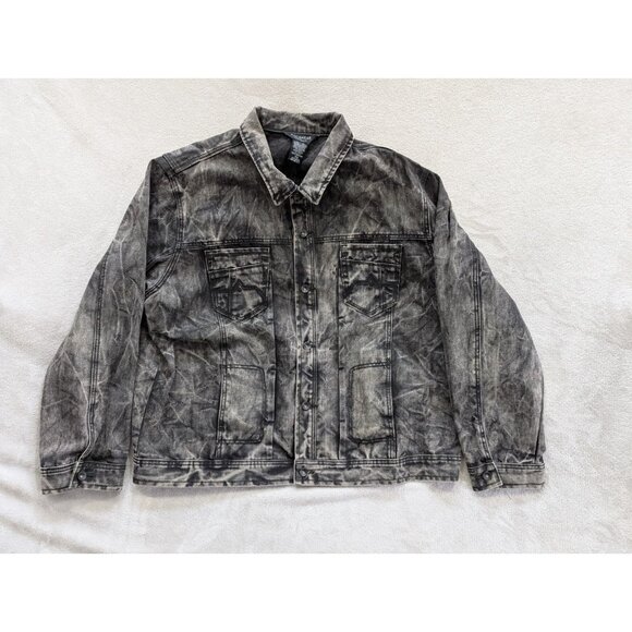 Mens RocaWear Denium Size 48 Black Grey Jacket Distressed Vintage RARE - Picture 4 of 15